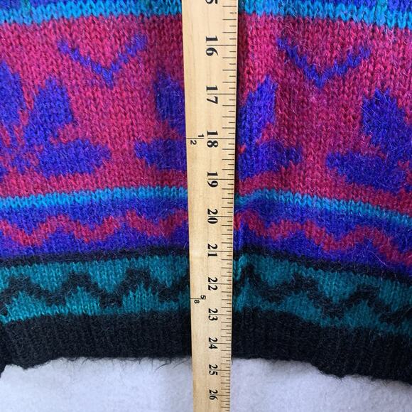 Vintage Womens Colorful Fair Isle Sweater Sz M Bold Ski Lodge Mohair Blend Retro - Picture 5 of 10
